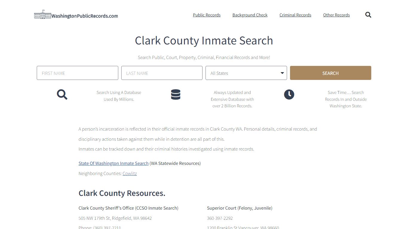 Clark County Inmate Search - CCSO Current & Past Jail Roster